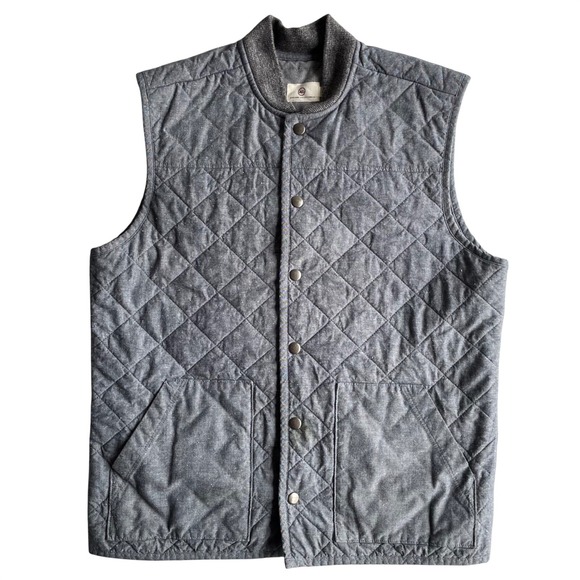 Ag Adriano Goldschmied Other - AG Adriano Goldschmied Quilted Vest Mens Gray Snap Front Collared Size L